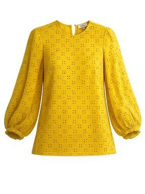 Pearl by Lela Rose Yellow Eyelet Top